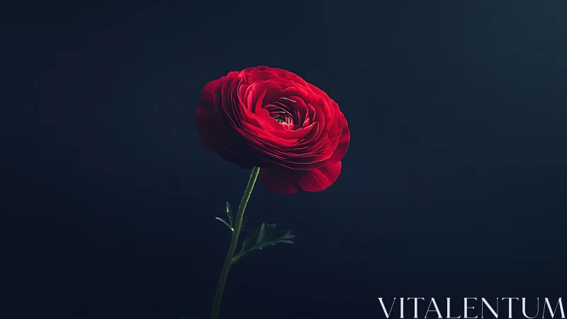 Crimson Ranunculus Against Dark Void