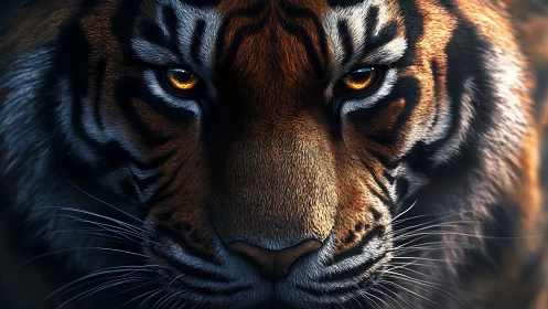 Molten amber eyes hold the midnight jungle perfectly still