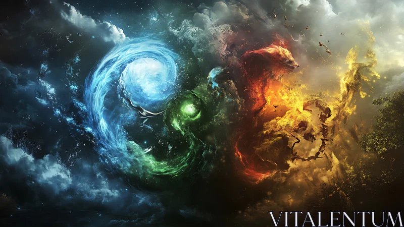 Elemental vortex spirits in dynamic yin yang configuration