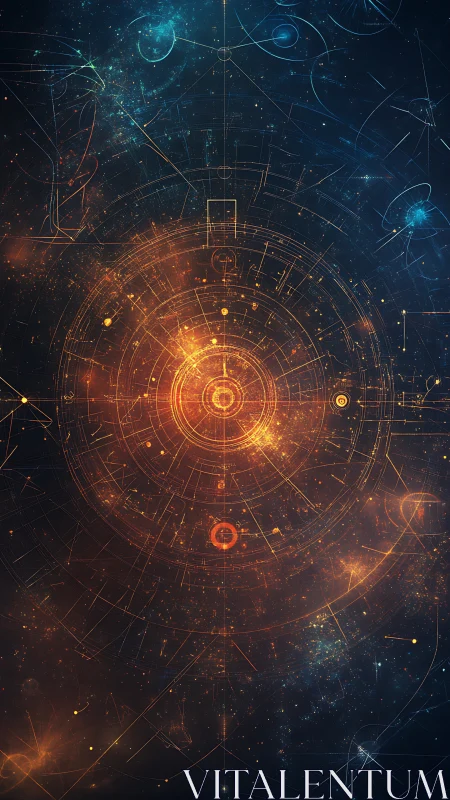 Stellar navigation interface renders concentric astro-cartographic grid