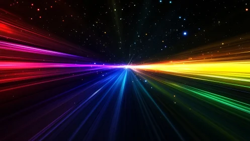 Cosmic rainbow highway blazes through a starlit void.