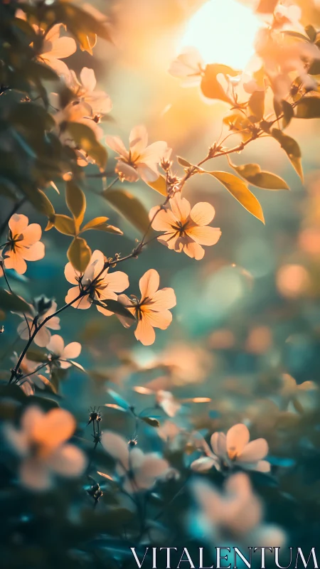 Golden Blossoms Bathed in Warm Sunlight Glow