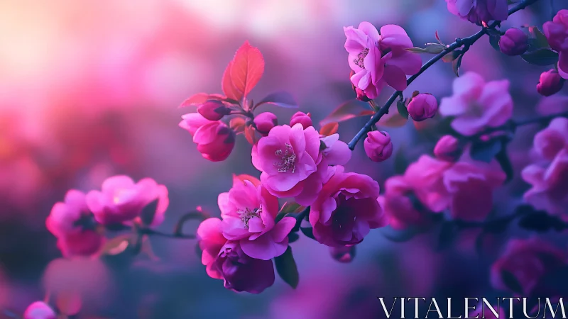 Magenta Blooms Dancing Through Twilight Haze