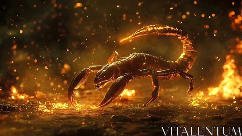 Lava-lit scorpion rendered with high-detail volumetric lighting.