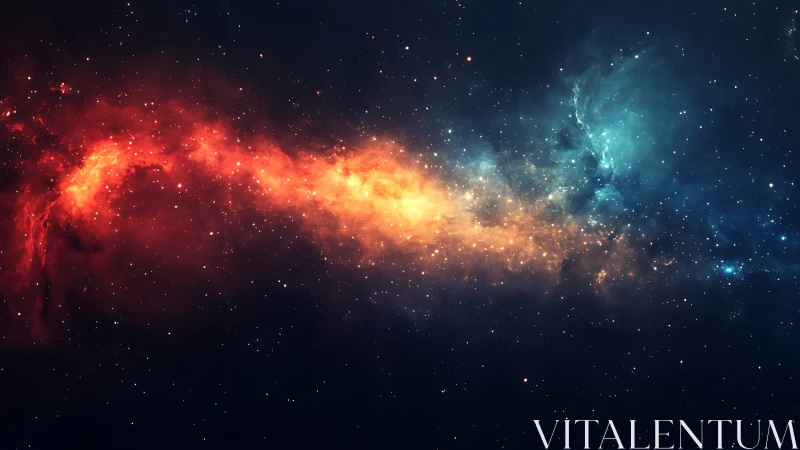 Bicolor nebula stream cuts through deep star field space