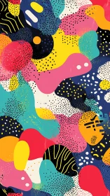 Playful abstract shapes collide in bold, multicolored motion.