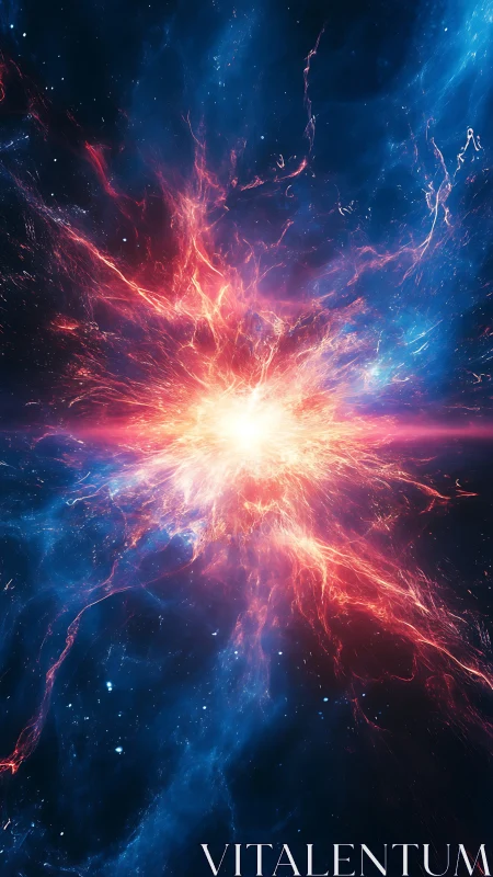 Brilliant cosmic burst glows warmly in deep starry space