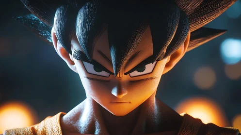 Determined anime hero glowing with fierce, focused energy.