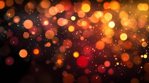 Warm glowing bokeh lights abstract background in festive style.