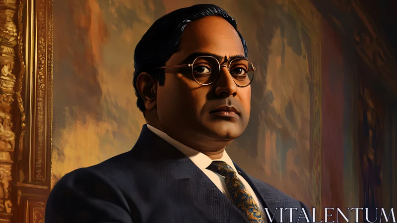 Confident gentleman in glasses stands with calm, thoughtful grace