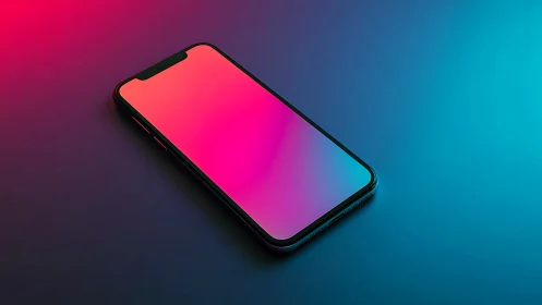 Smartphone displaying gradient interface against colorful backdrop