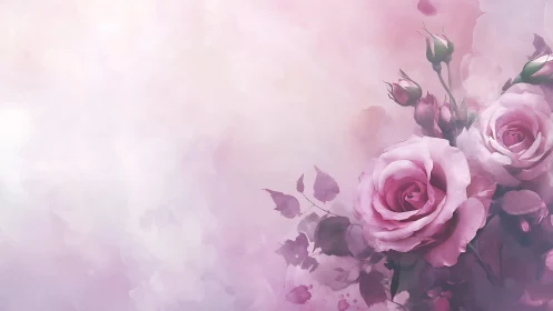 Soft Pink Roses in Dreamy Mist.