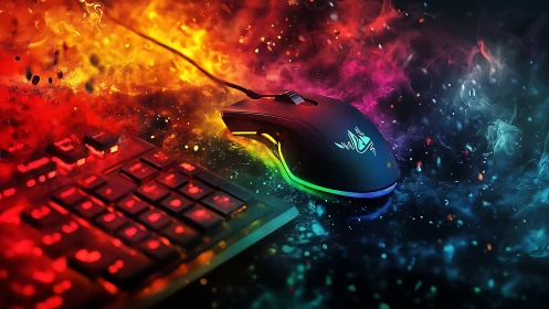 RGB gaming mouse ignites neon storm across digital battlefield.