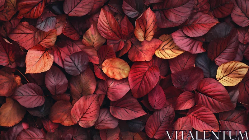 Red autumn foliage covering ground in dense layered pattern.