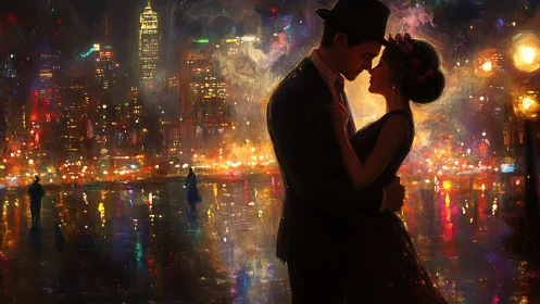 Nocturnal Metropolitan Romance: Luminescent Urban Silhouettes.