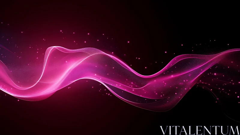 Pink light wave arcs diagonally across a dark background