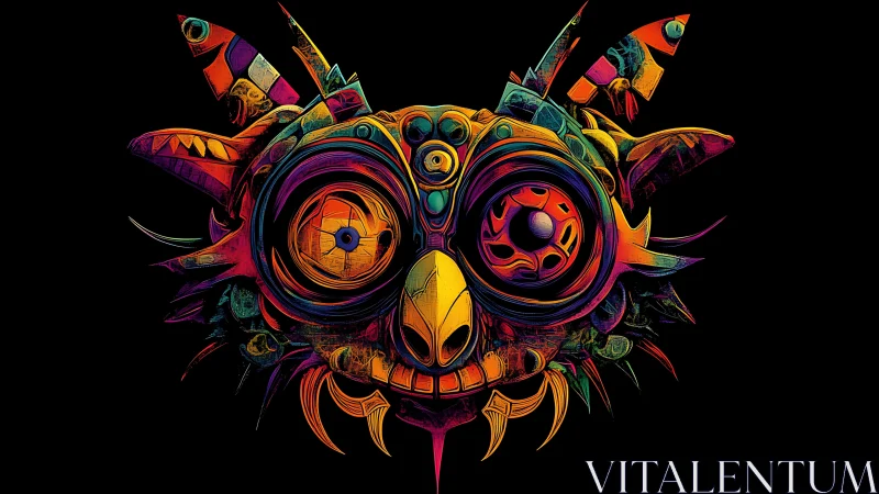 Neon techno-beast mask with layered cybernetic details.