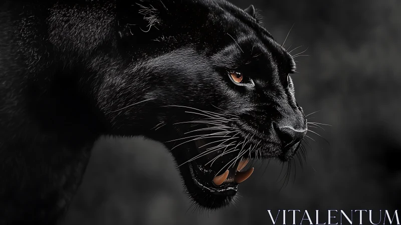 Black Panther Portrait: Amber Eyes and Snarling Aggression.