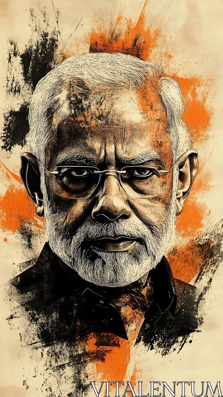 Elderly man portrait drawn with bold textured brush strokes