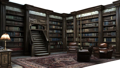 Velvet armchairs dreaming beneath towering mahogany archives.