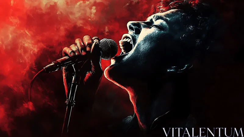 High-contrast vocalist portrait uses red atmospheric motion fields