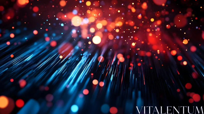 Abstract fiber optic lights with glowing bokeh in digital style.