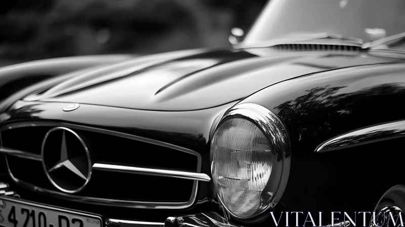 Classic Mercedes front end in sharp black and chrome.