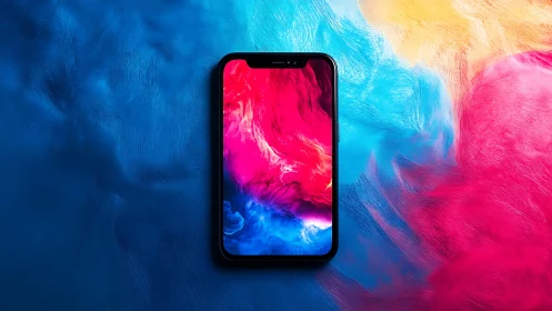 Smartphone Display Vibrant Fluid Abstract Composition.