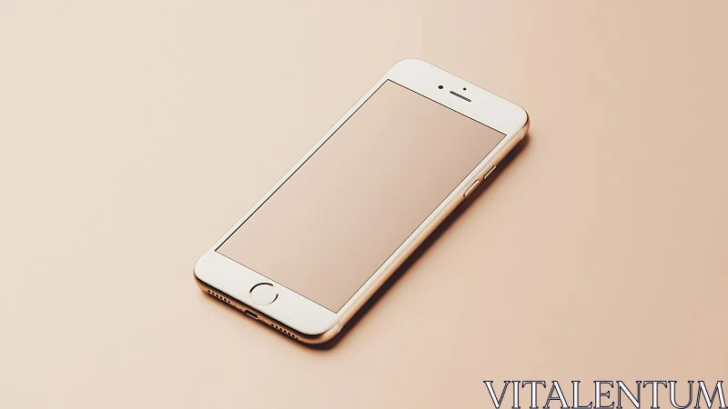 White smartphone on neutral beige background.