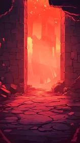 Emberlit ruins quietly unveil a gateway into molten dusk