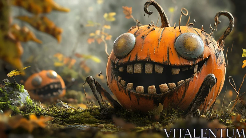Pumpkin gremlins grin wide while autumn moss quietly plots