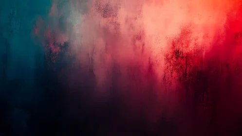 Abstract gradient painting with deep blue and vibrant red hues.