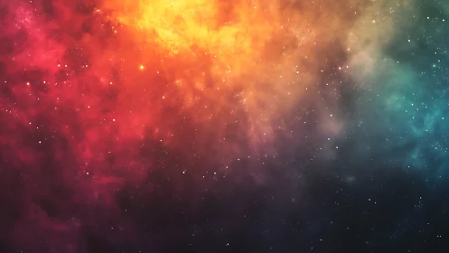 Radiant multicolor nebula cloud in deep star field.