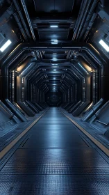 Starlit steel corridor humming toward a silent event horizon.