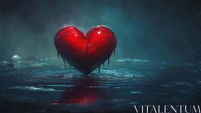 Rendered heart form suspended in translucent liquid environment.