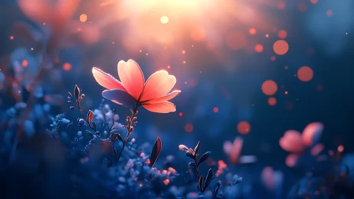 Red flower with bokeh background and soft lighting.