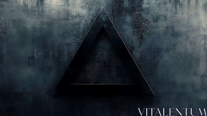 Moody dark triangle floating on a textured steel wall.