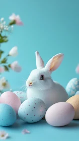 Pastel Easter rabbit portrait in soft-focus photorealism.