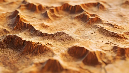 Procedural desert ridge landscape in shallow depth of field.