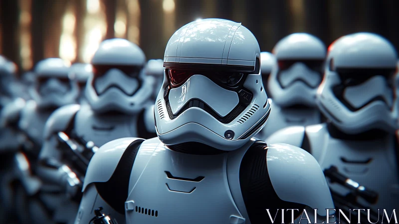 Armored sci-fi trooper squad rendered in cinematic 3D realism