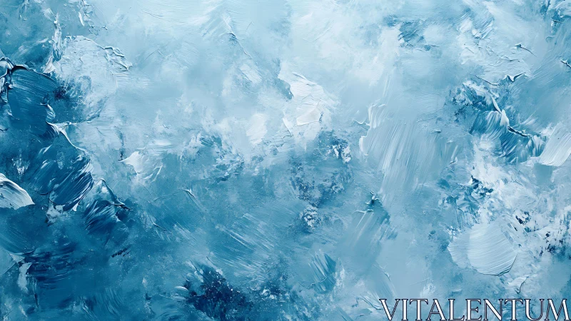 Abstract blue textured painting with expressive brush strokes.