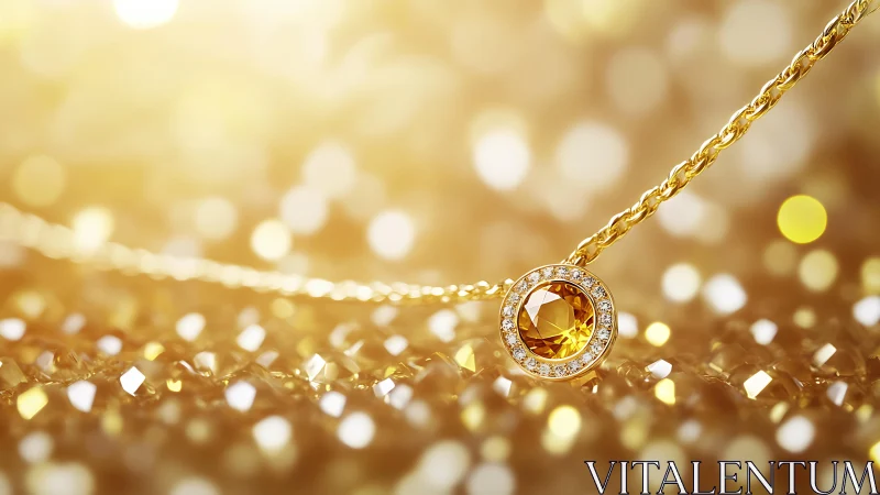 Golden sunrise pendant drifting on a sea of glittering light.