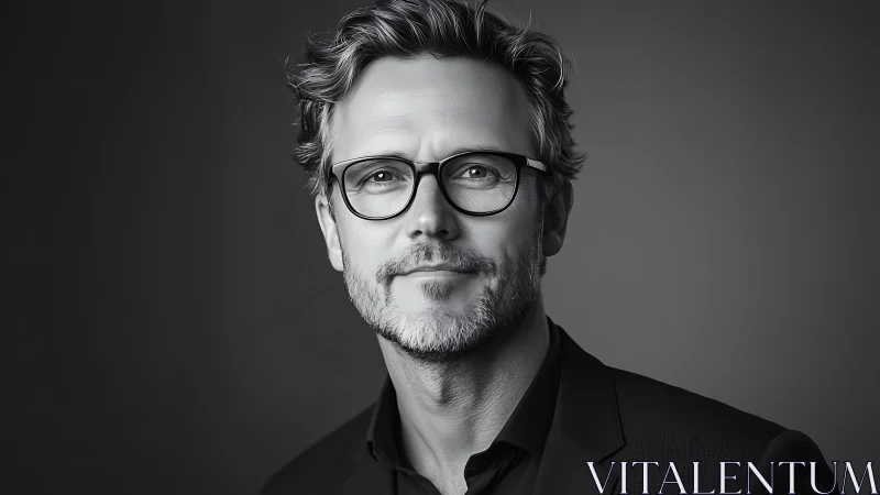 Quiet confidence sharpens in monochrome gentleman’s gaze