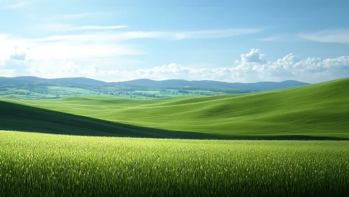 Endless velvet hills roll beneath a wide summer sky.