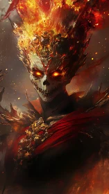 Infernal skull monarch in blazing digital painting profile.