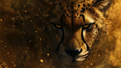 Leonine Contemplation: Golden Particle Dissolution Study.