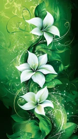 Luminescent Lilies: Verdant Cascade of Botanical Radiance.