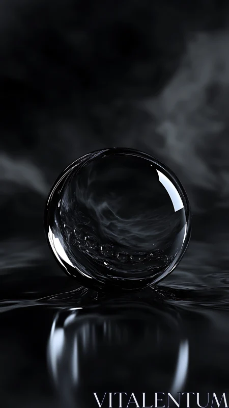 Midnight glass sphere quietly bends light into liquid echoes