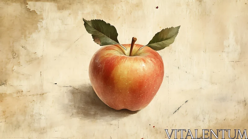 Single bi-tonal apple rendered with soft painterly lighting study