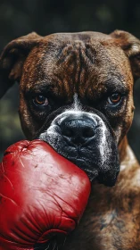 Boxer with Red Boxing Gloves Shows Sporting Spirit